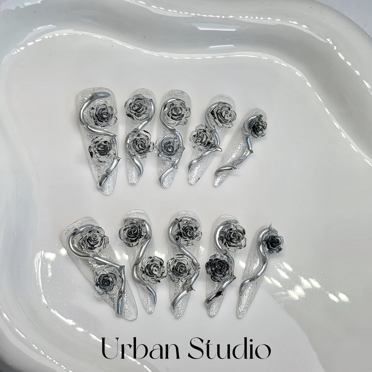 Midnight Rose Elegance Press-On Nails
