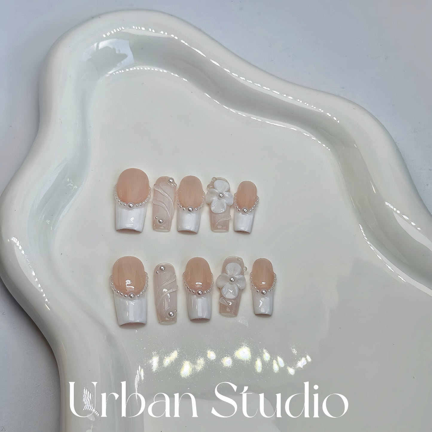 Pearl Blossom Elegance Press-On Nails