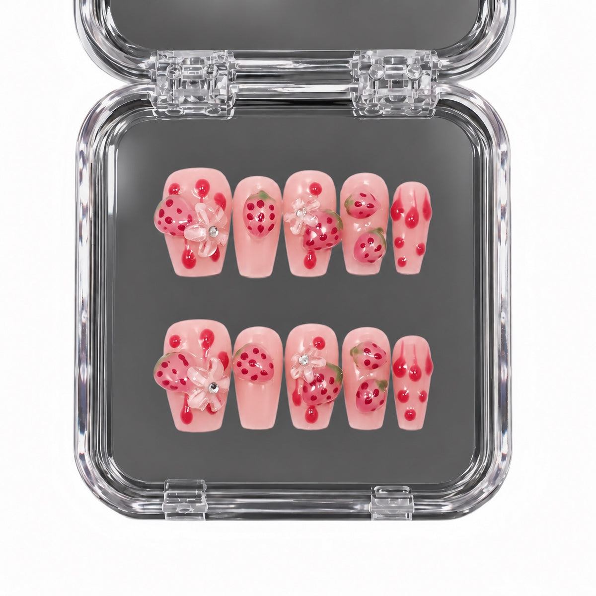 Berry Kiss 3D Strawberry press-on nails
