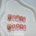 Gingham Kitty Press-On Nails