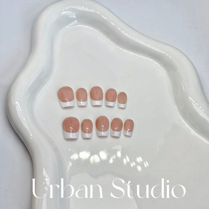 Classic French Chic press-on nails in square shape, short length