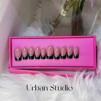 Midnight Edge press-on nails in square shape, short length