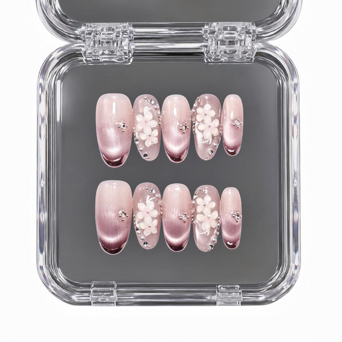 Petal Glow medium oval press-on nails