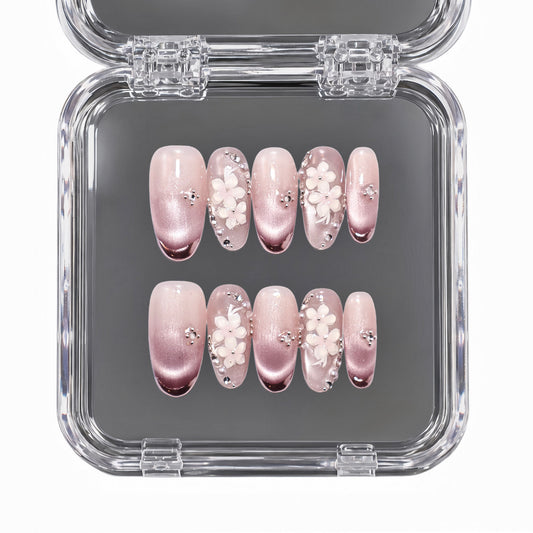 Petal Glow medium oval press-on nails