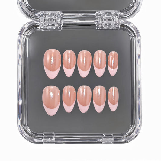 Peach Dawn medium almond press-on nails