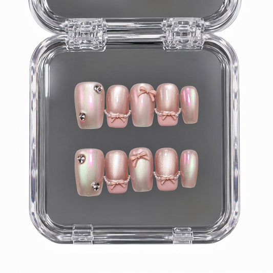 Satin Wish medium square press-on nails