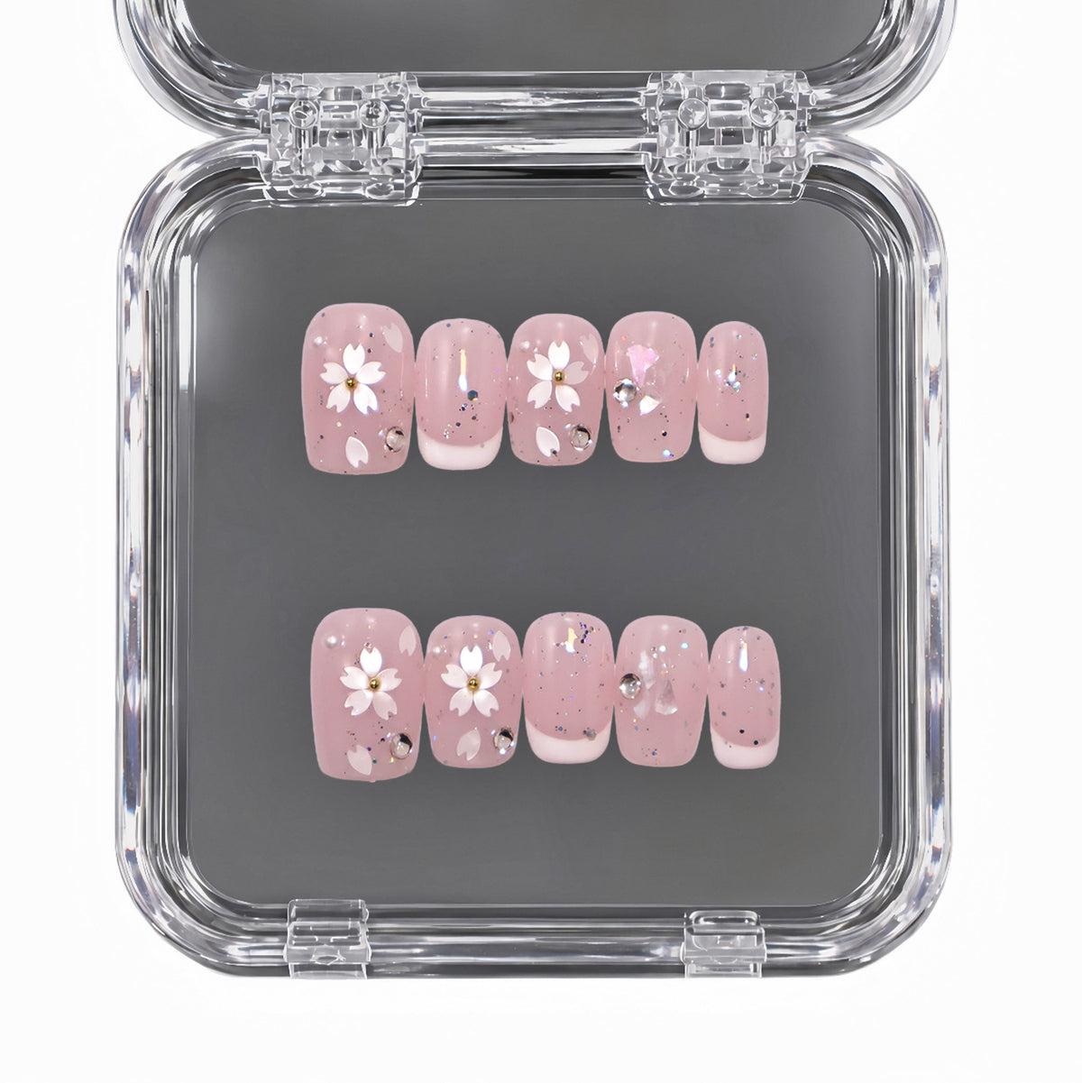 Sakura Mist short squoval press-on nails