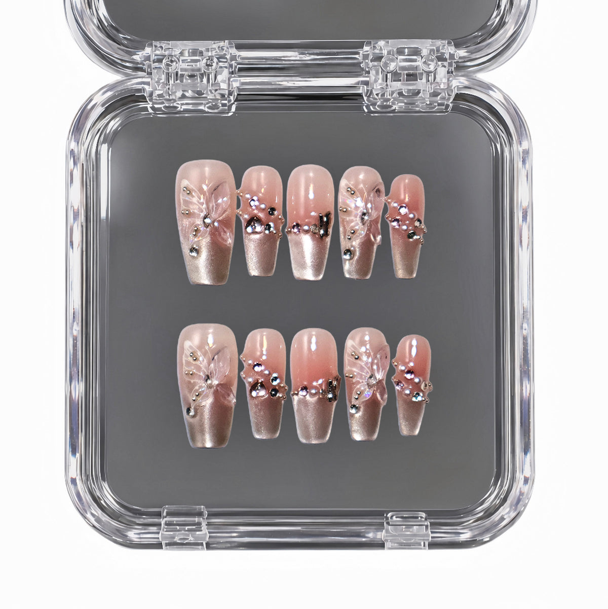Fairy Dust long coffin press-on nails