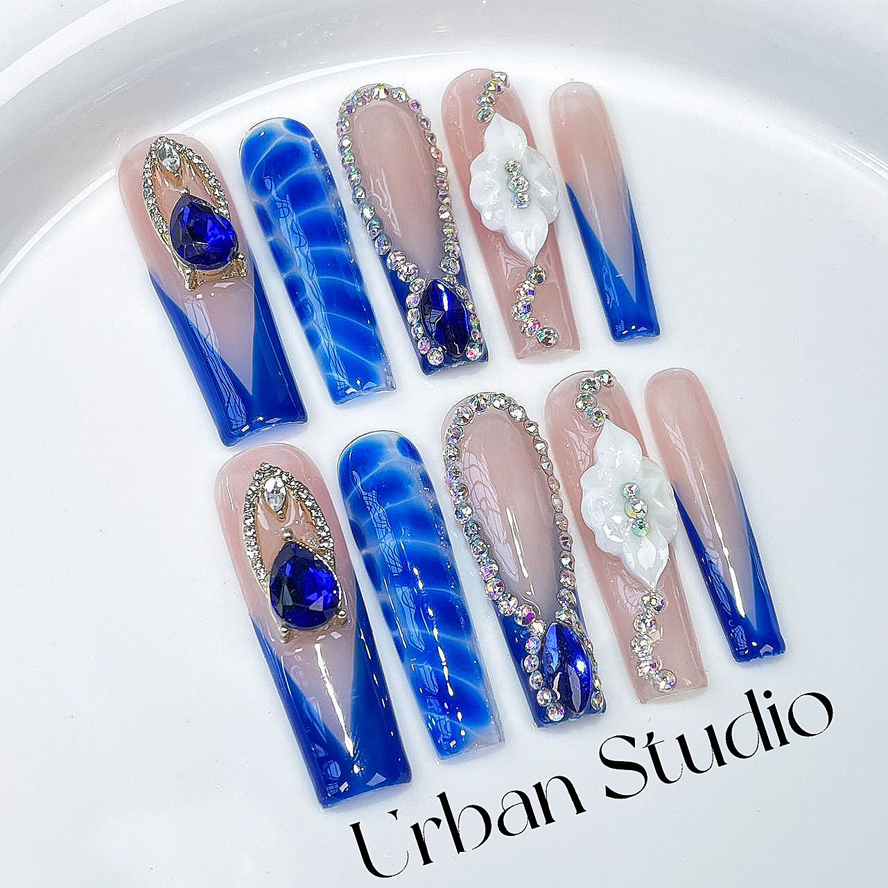 Royal Blue Glam Nails