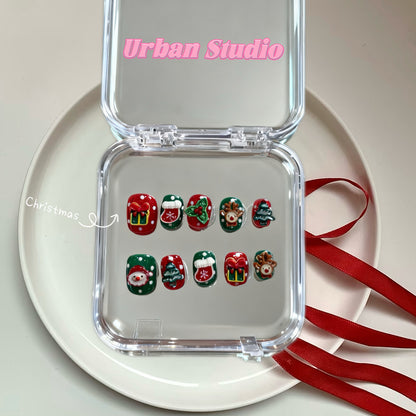 Merry Plush press-on nails in square shape, short length