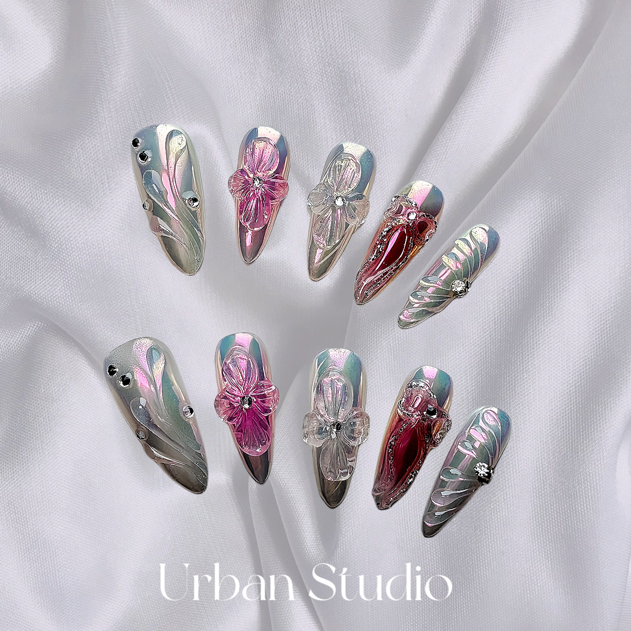 Holographic Bloom Press-On Nails