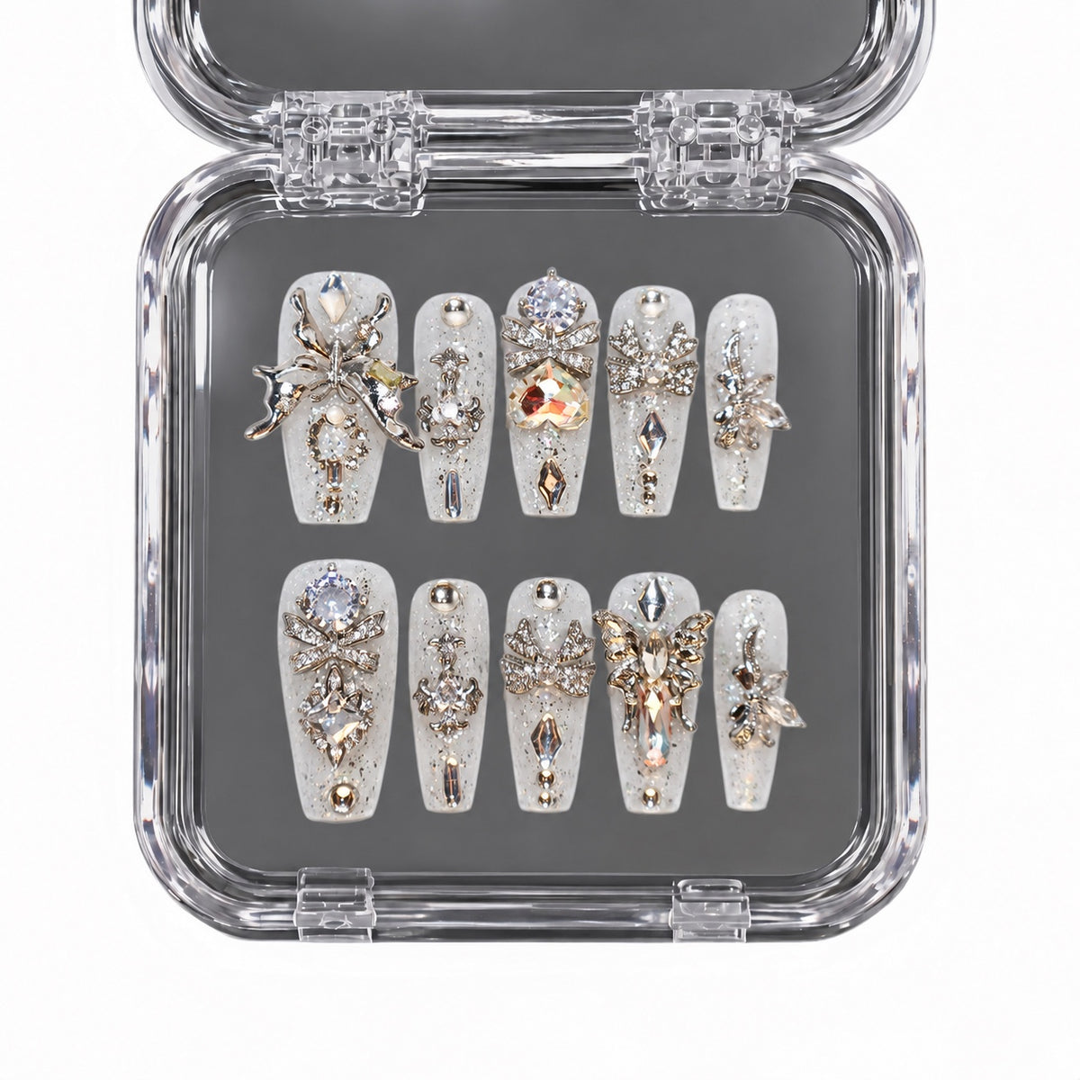 Bridal Reverie Silver Crystal Bridal press-on nails