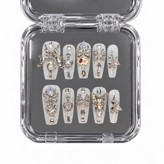 Bridal Reverie Silver Crystal Bridal press-on nails