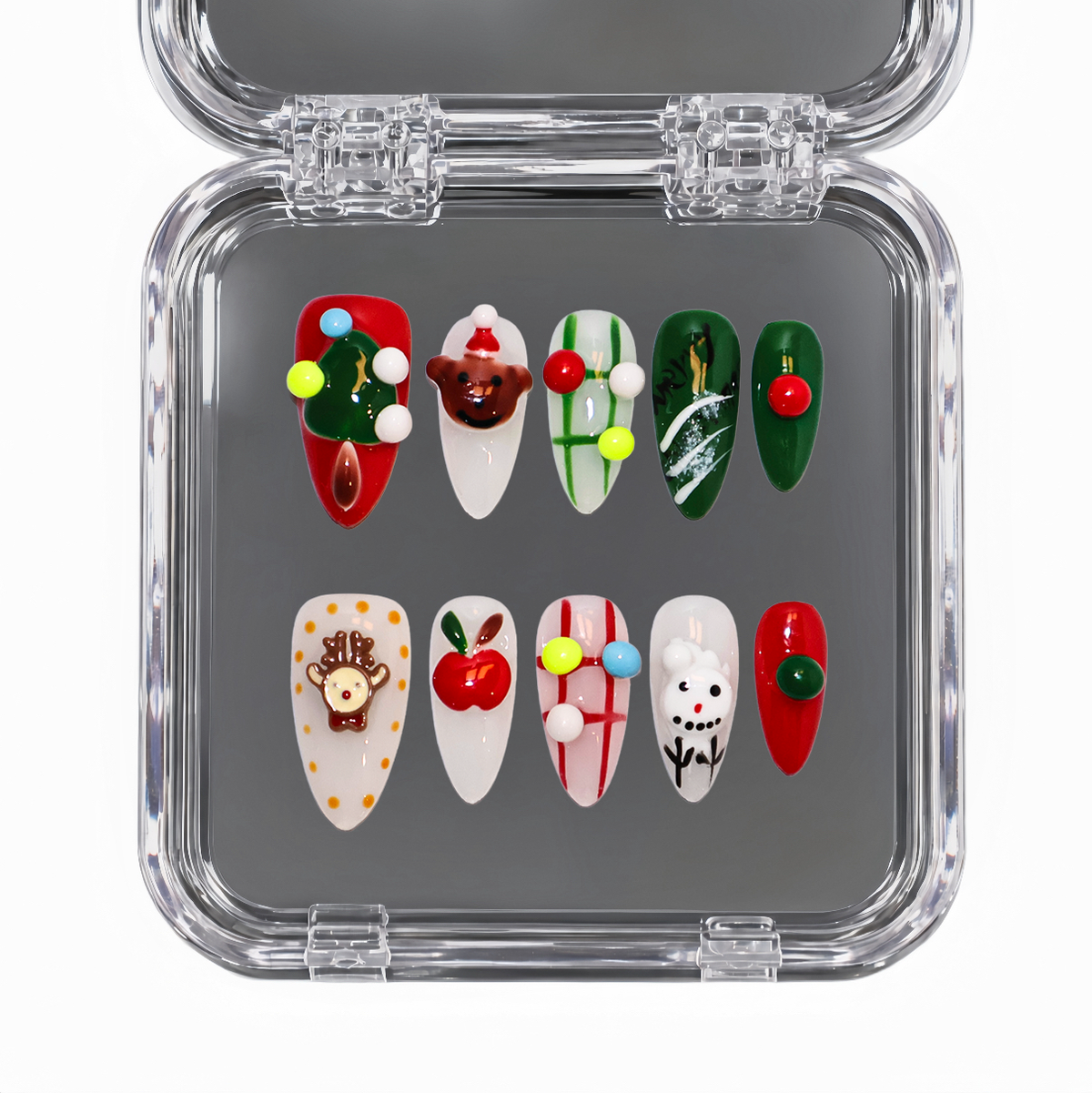 Jolly Bear Christmas press-on nails