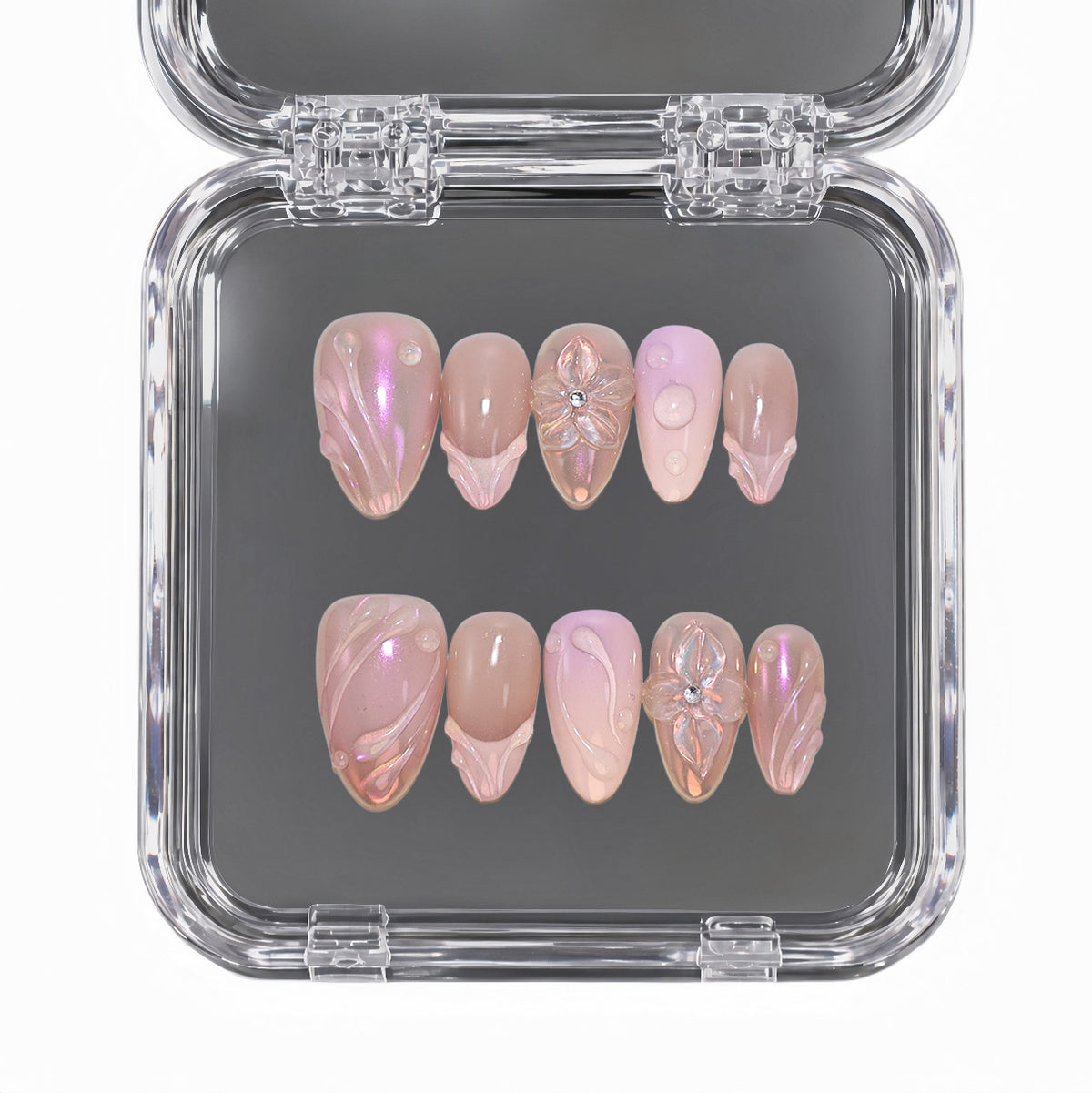 Petal Whisper Iridescent Floral press-on nails