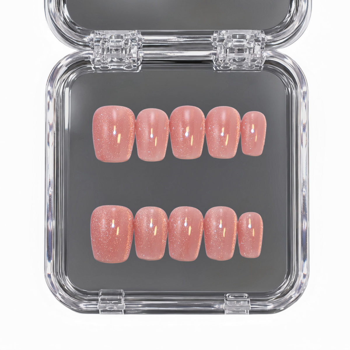 Rose Glimmer Pink Shimmer press-on nails – Short Square