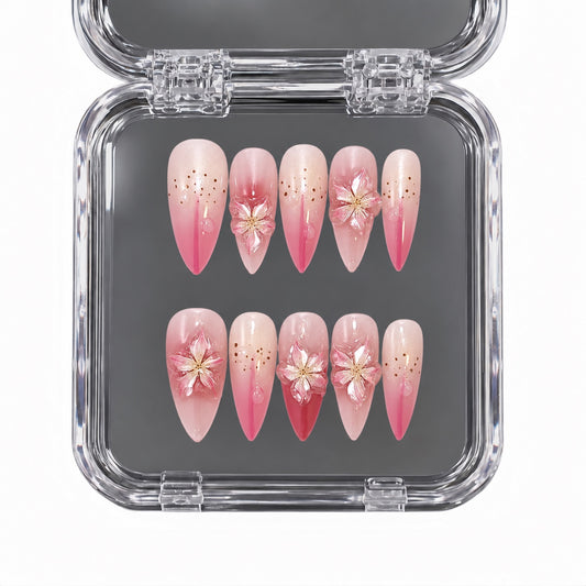 Sakura Rain Pink Cherry Blossom press-on nails